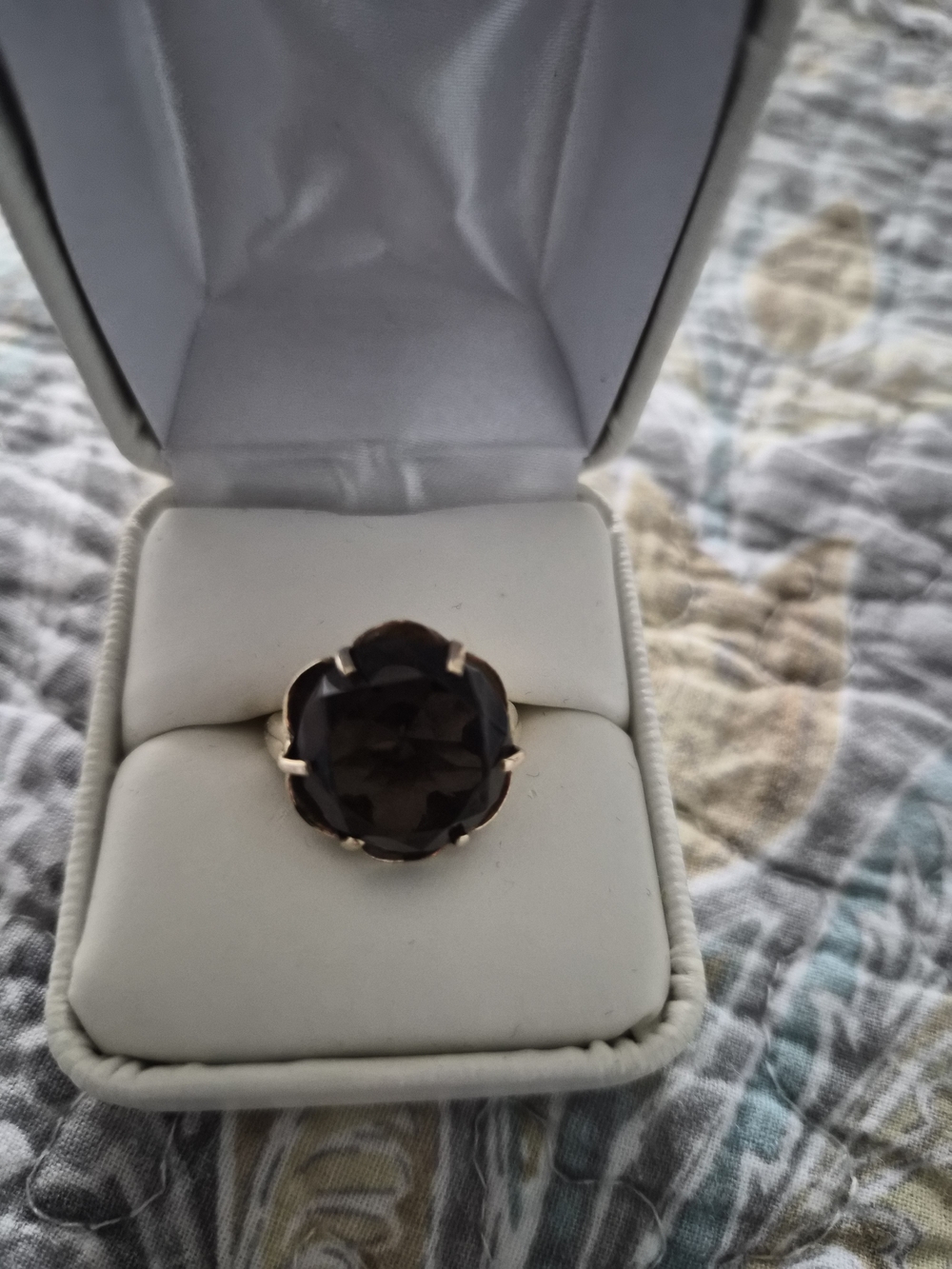 Vintage 10k Smoky Quartz Cocktail Ring Sz 5.5